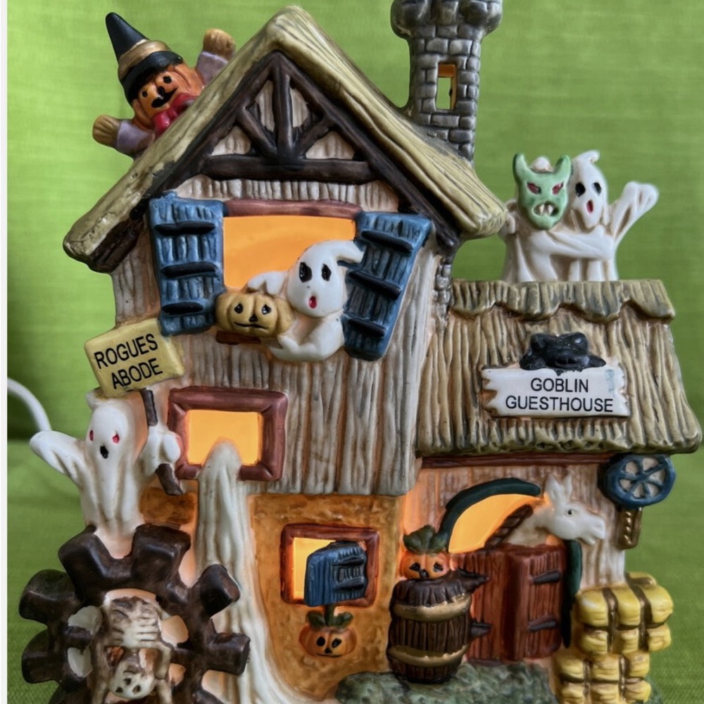 3-pc set Lighted Porcelain Farmhouse Goblin